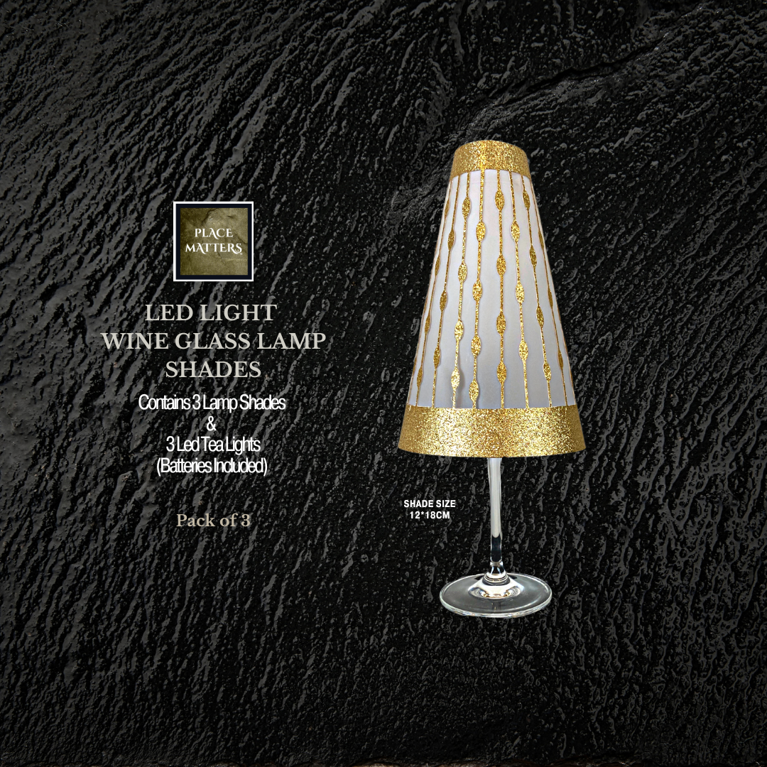Silver Wine Glass Lamp Shades (Droplets Design)(Pack of 3) - Place Matters