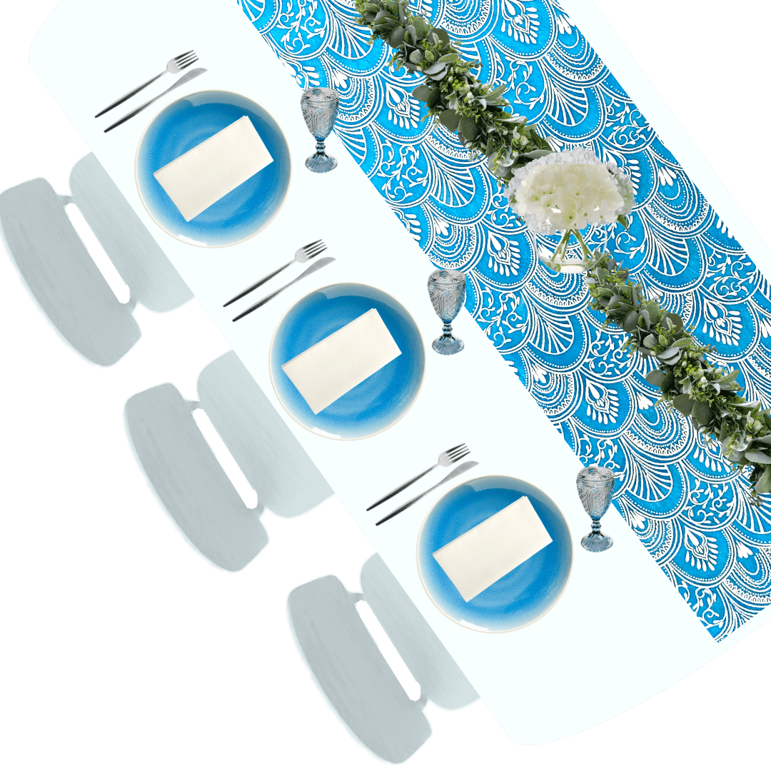 Milano Blue Teal Table Runner – 3 Metres | Place Matters - Place Matters