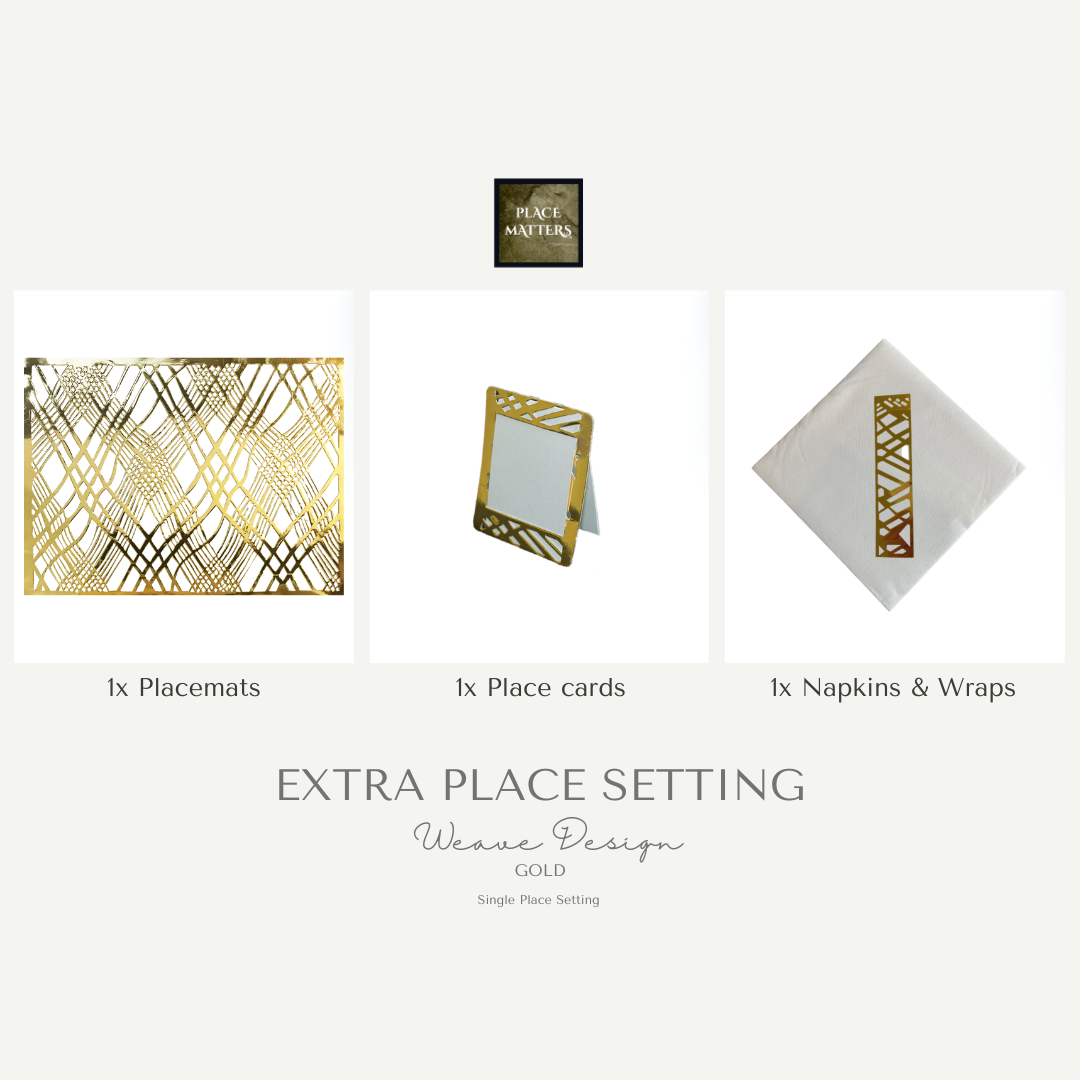 Single Place Setting (Weave Rectangle Design)White Napkin - Place Matters