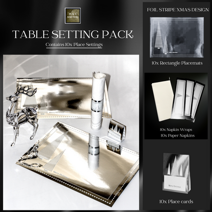 Table Setting Pack (Xmas Stripe Foil Silver)