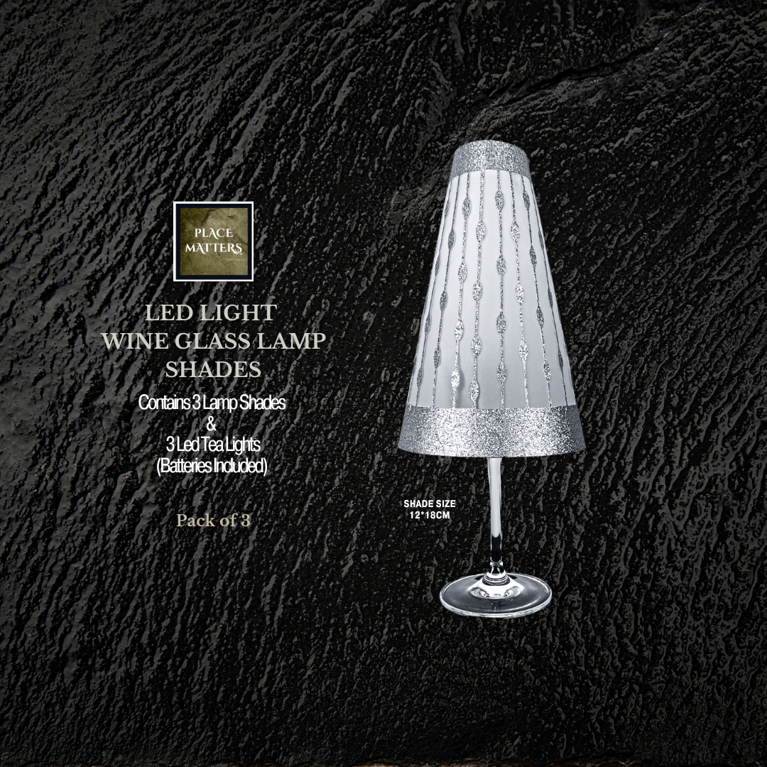 Silver Wine Glass Lamp Shades Droplets Design Pack of 3 Place