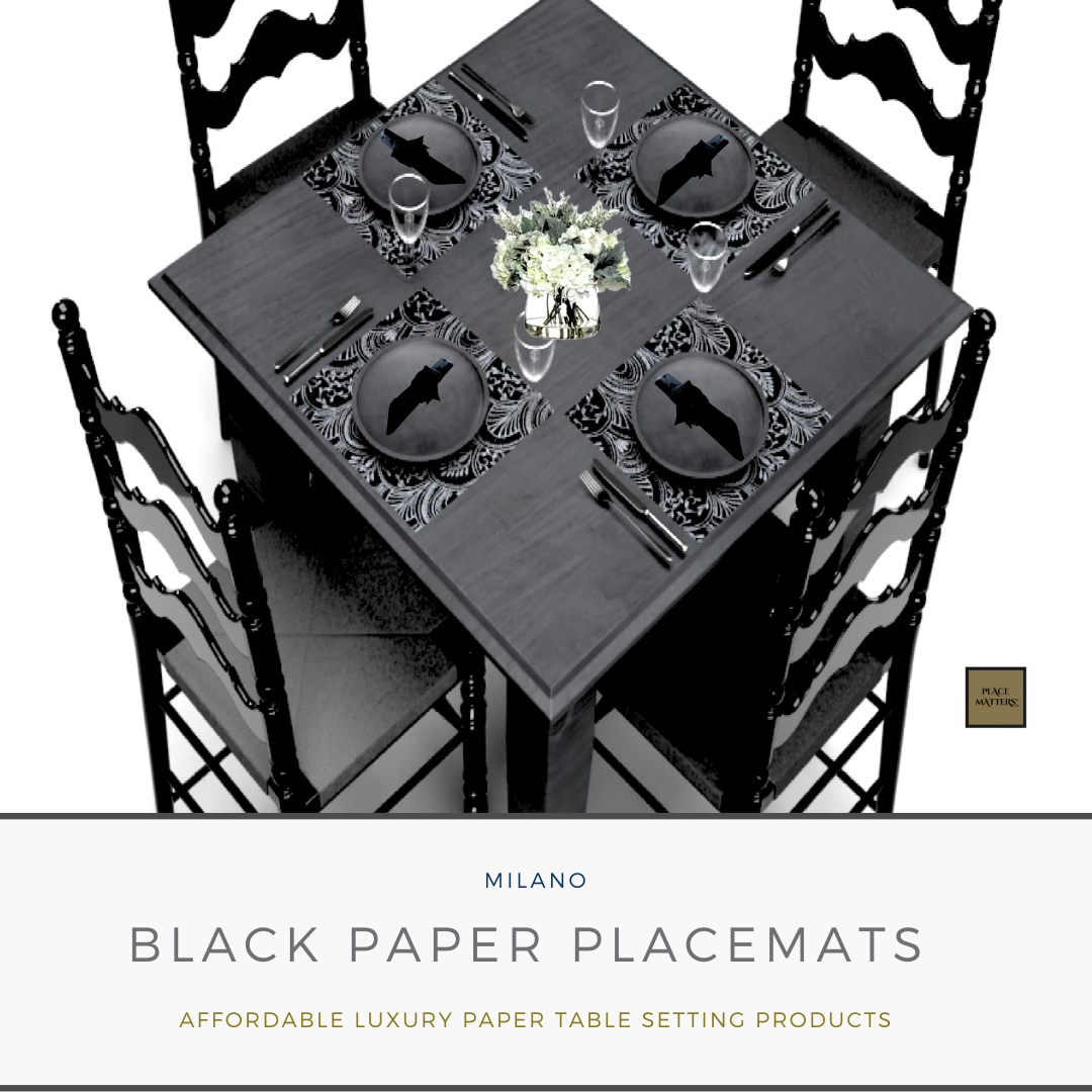 Black Placemats (Milano Design) (Square Shape) - Place Matters