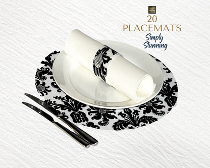 Black Placemats (Royale Design) (Round Placemat Shape)