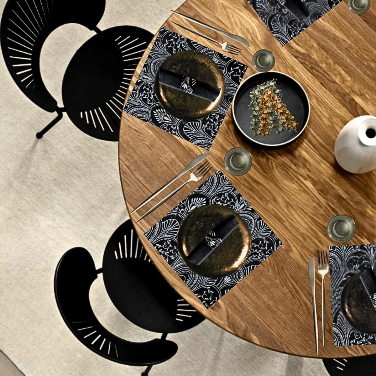 Black Table Setting Pack for 10 — Milano Design