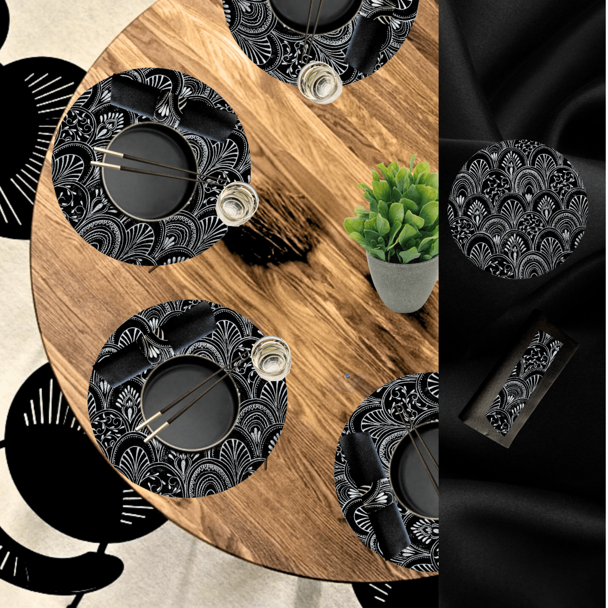 Black Table Setting Pack for 10 — Milano Design