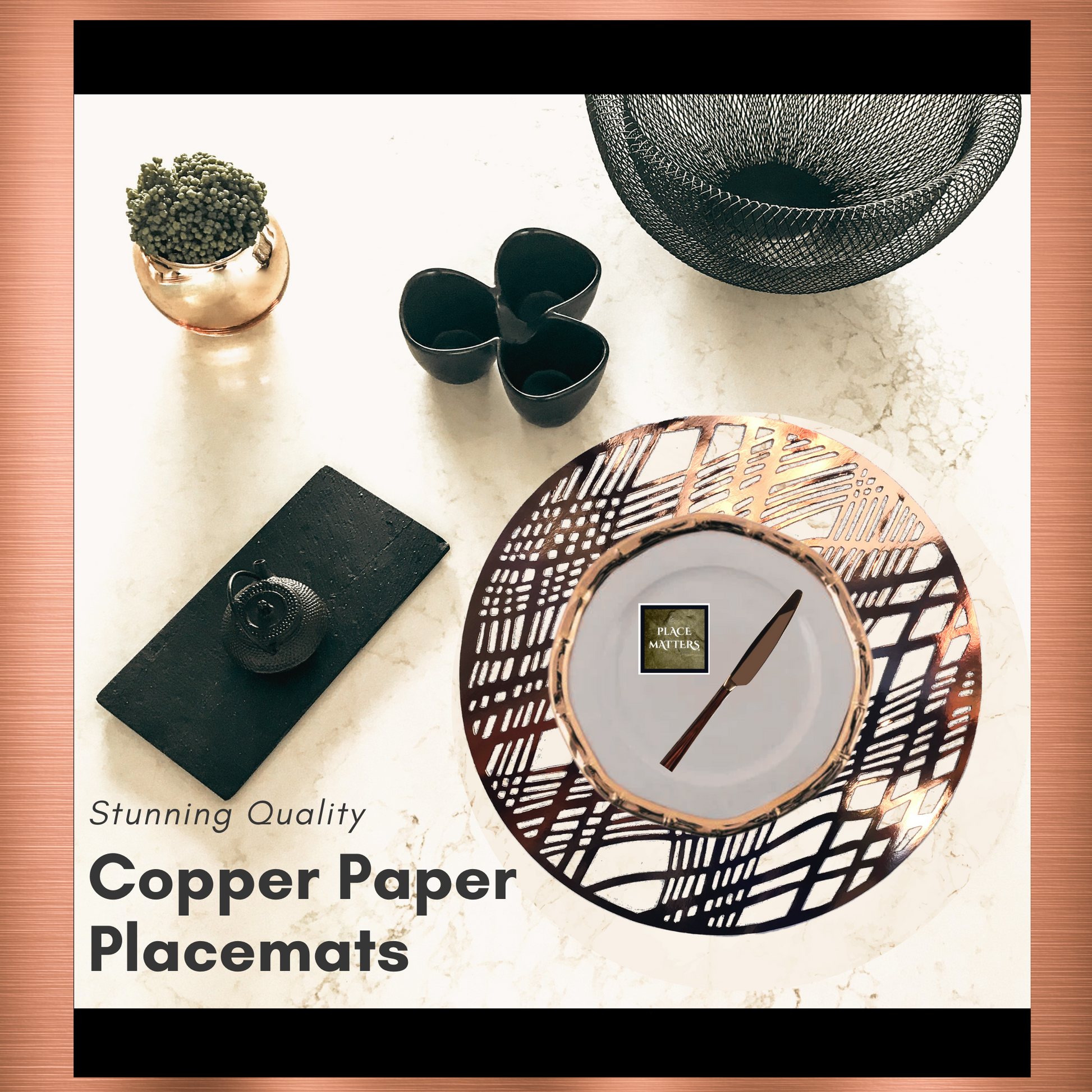 Copper Placemats (Weave) Pack of 20 (Round) - Place Matters
