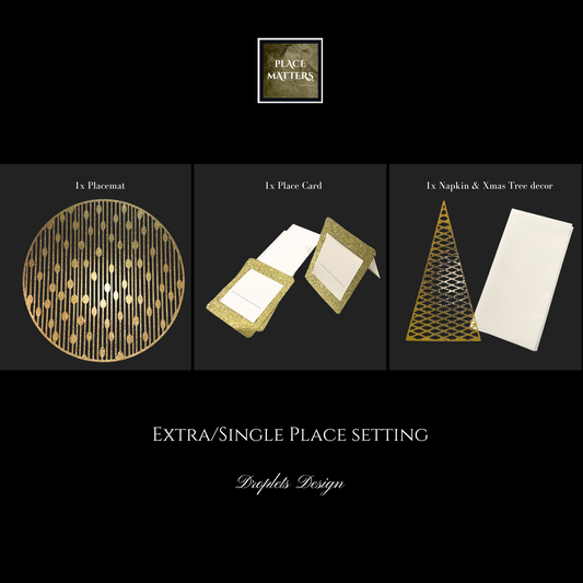 Gold Single Place Setting (Droplets Christmas Design)Round - Place Matters