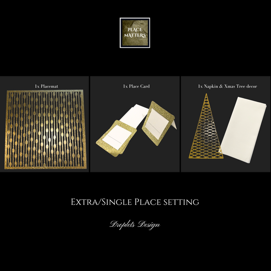 Gold Single Place Setting (Droplets Christmas Design)Square - Place Matters