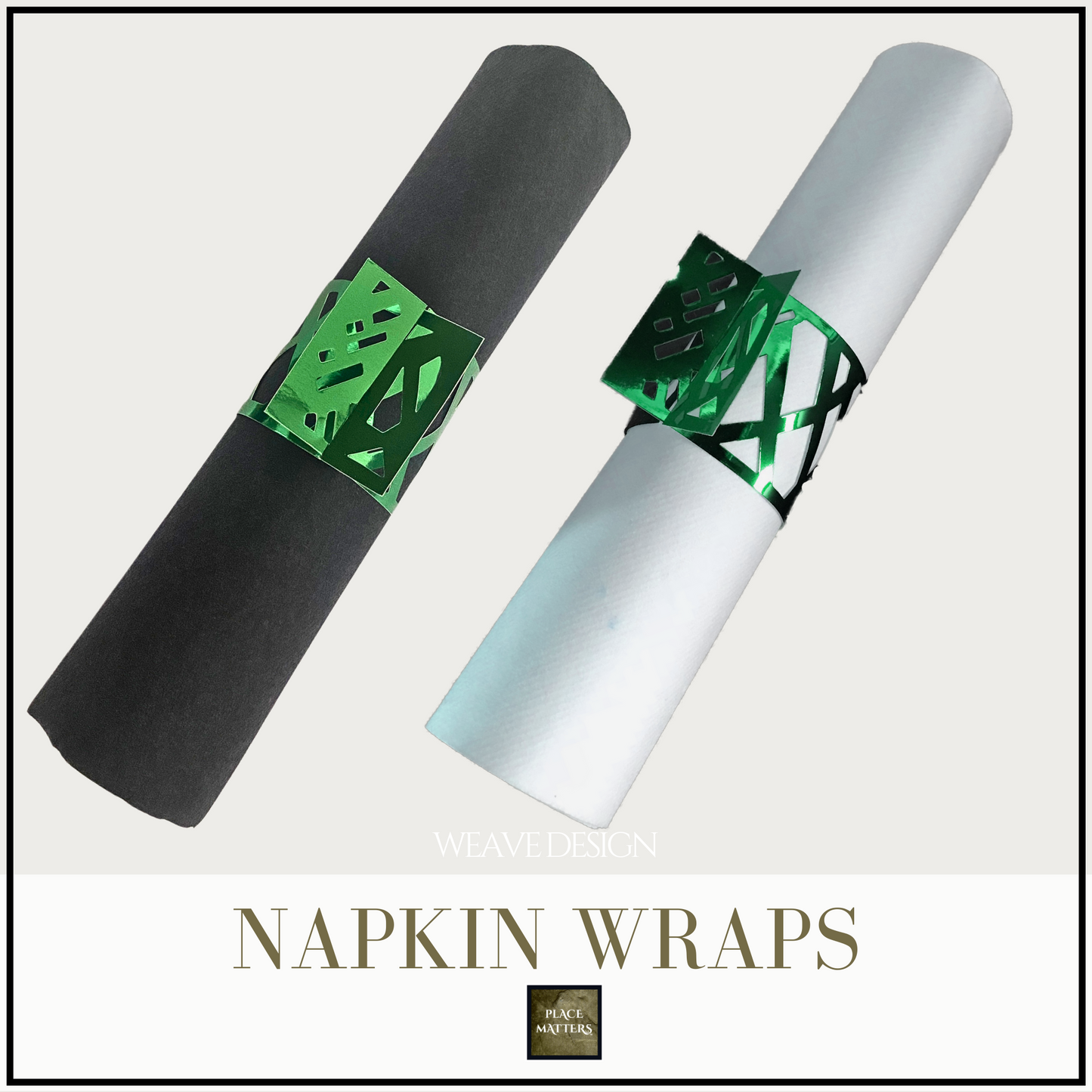 Green Napkin Wraps (Weave Design) - Place Matters