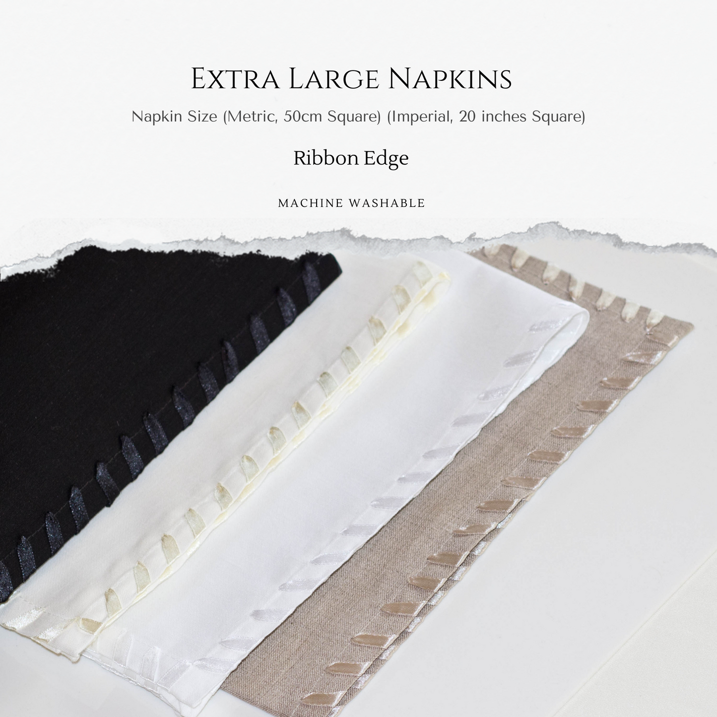 Taupe Napkin 50% Cotton (Ribbon Edge Design) Extra Large - Place Matters