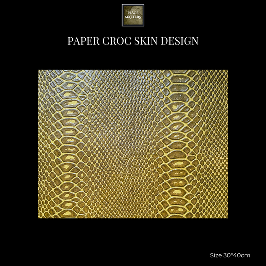 Crocodile Paper (Faux) Design Placemats (Rectangle) Green Olive - Place Matters
