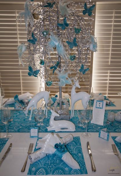 Table Runners White & Teal (Milano Design)