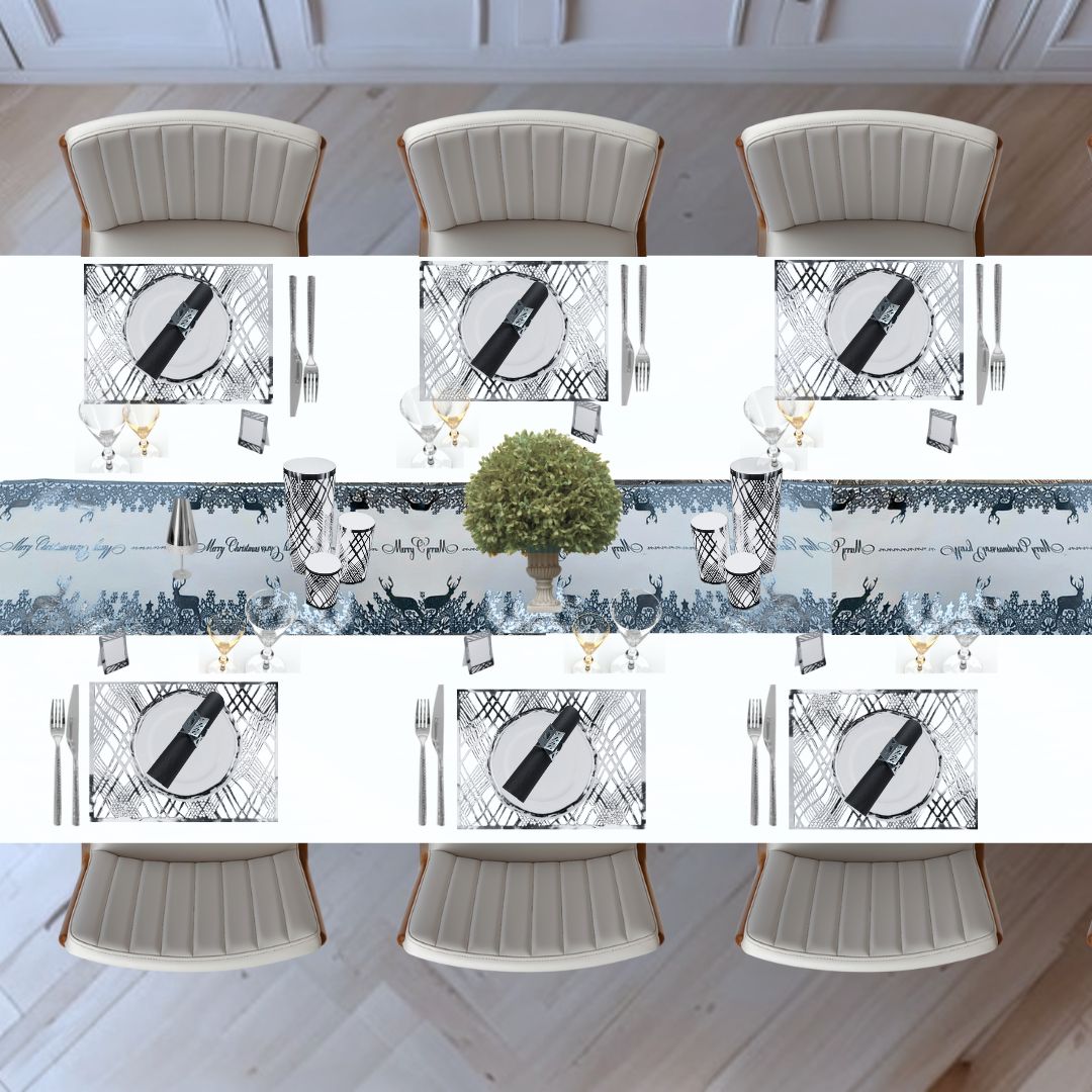 Christmas Table Setting Pack — Reindeer Weave Design with - Runner - Place Matters