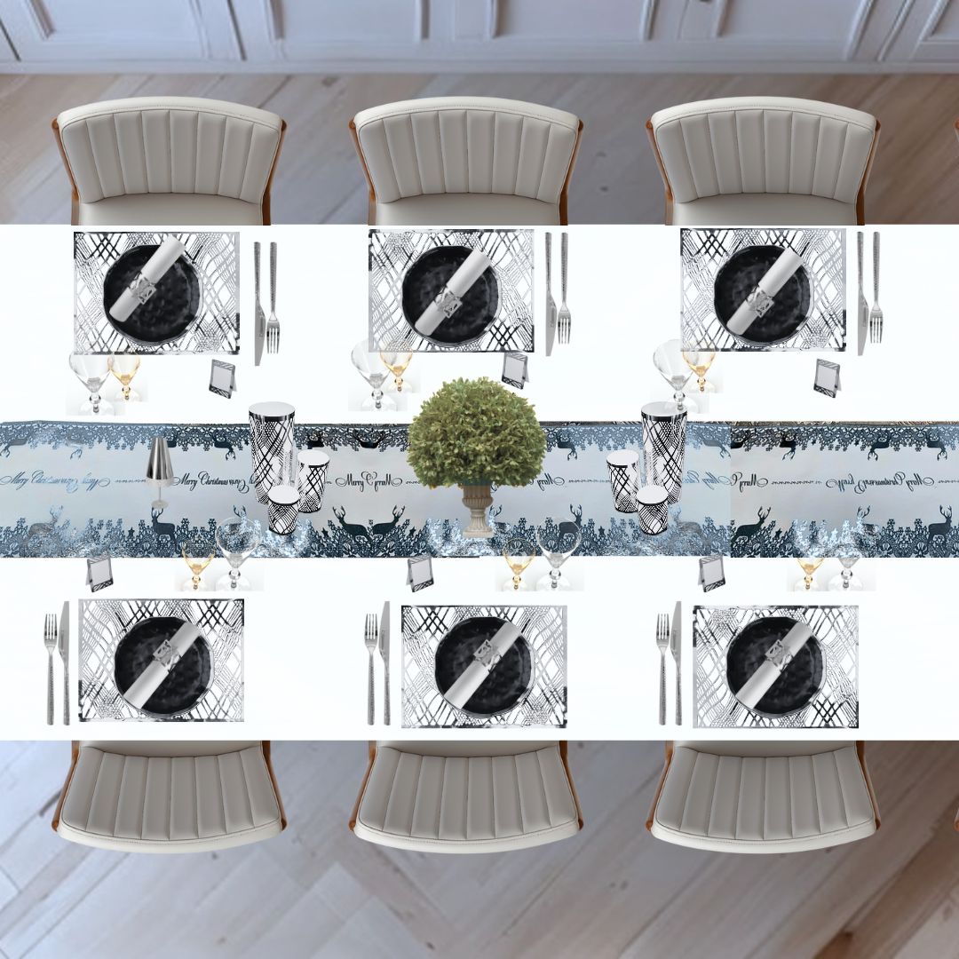 Christmas Table Setting Pack — Reindeer Weave Design with - Runner - Place Matters
