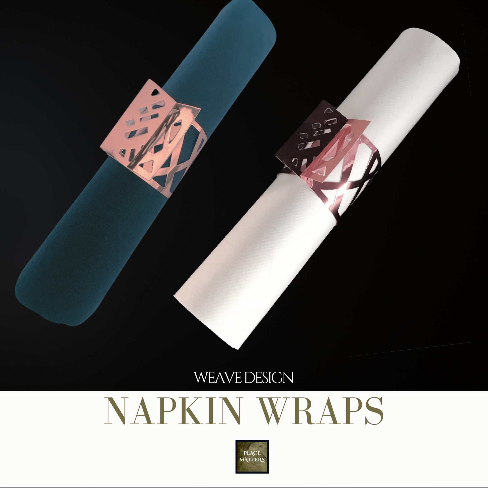 Rose Gold Napkin Wraps (Weave) - Place Matters