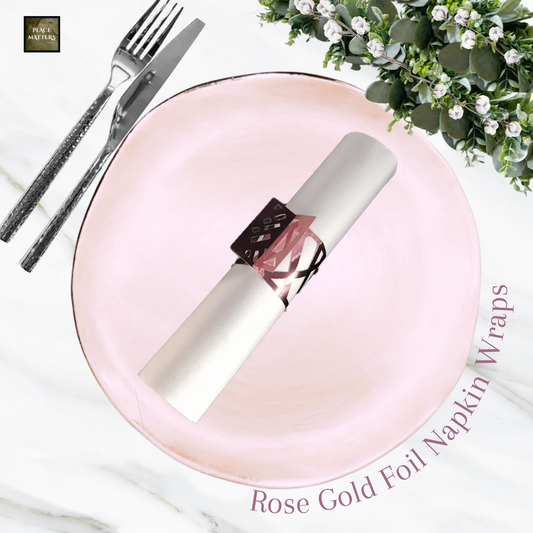 Rose Gold Napkin Wraps (Weave) - Place Matters