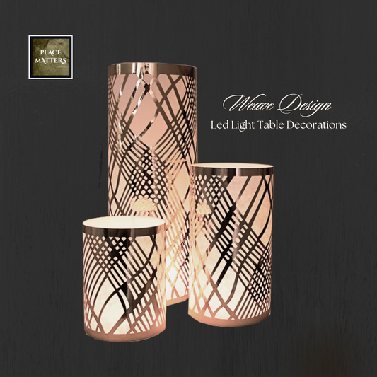 Rose Gold Table Decorations (Weave Design) (Pack of 3) - Place Matters