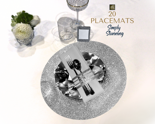 Silver Placemats (Glitter Design)(Round Shape)