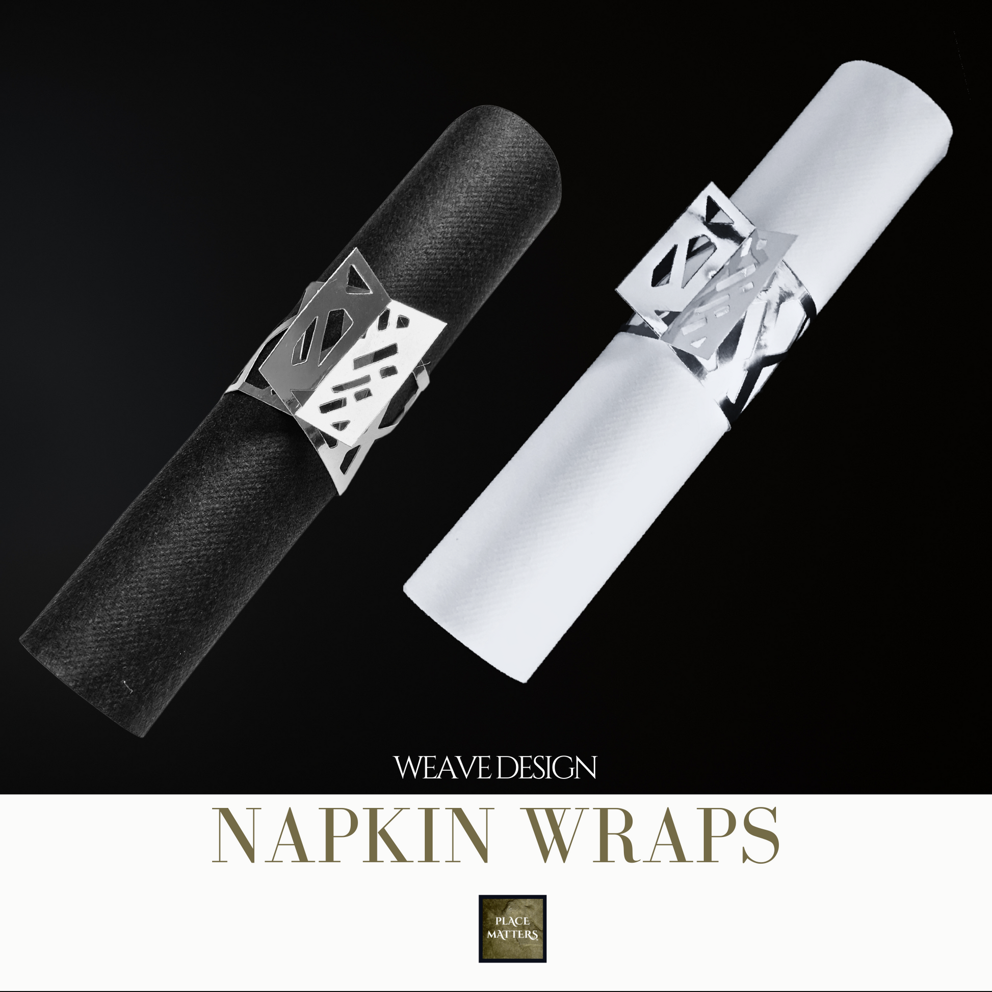 Silver Napkin Wraps (Weave) - Place Matters