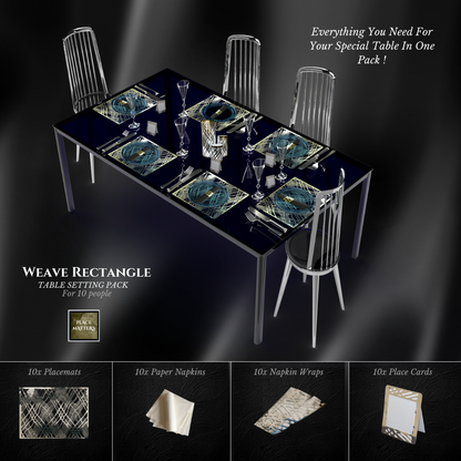 Silver Table Setting Pack(Weave Rectangle)Silver