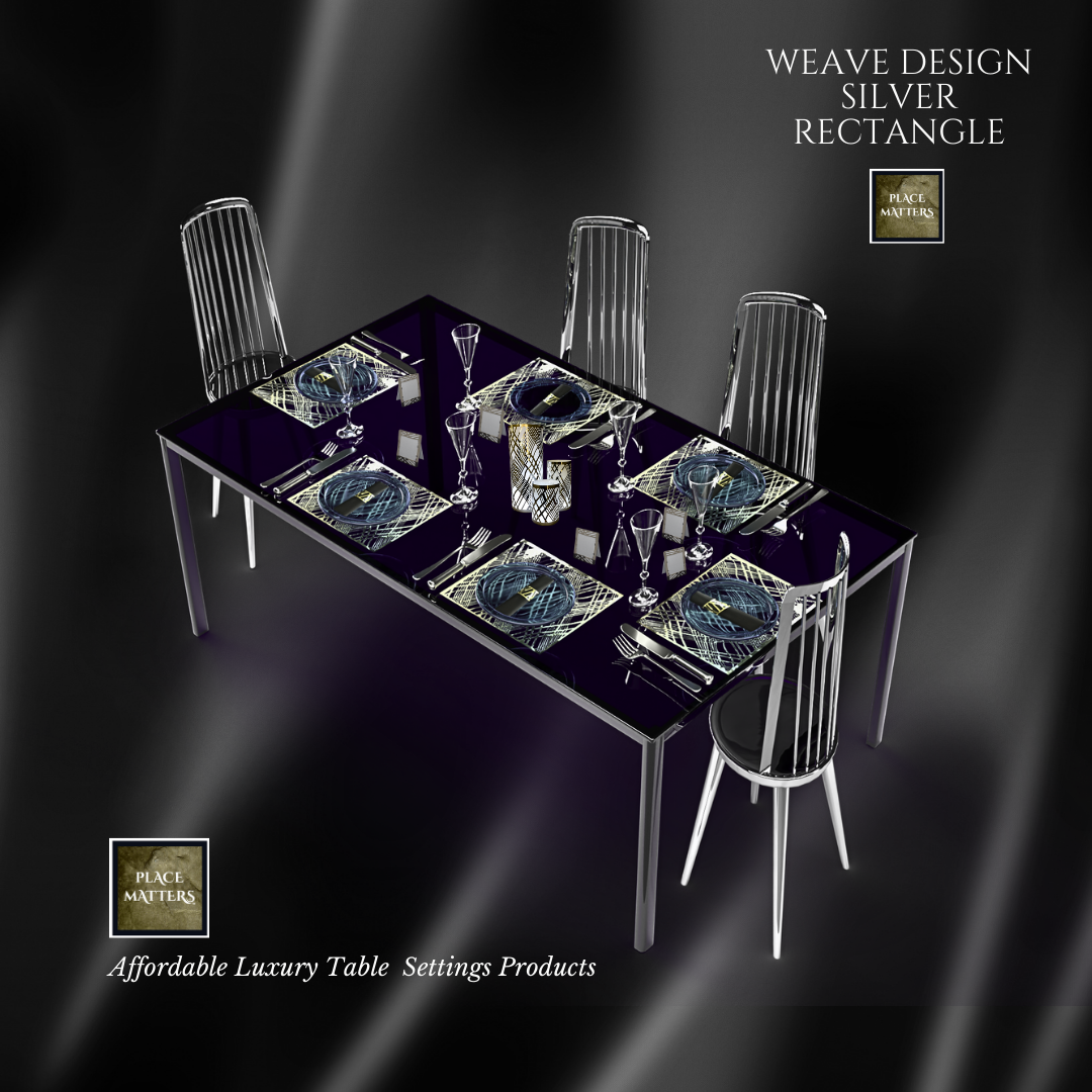 Silver Table Setting Pack(Weave Rectangle)Silver