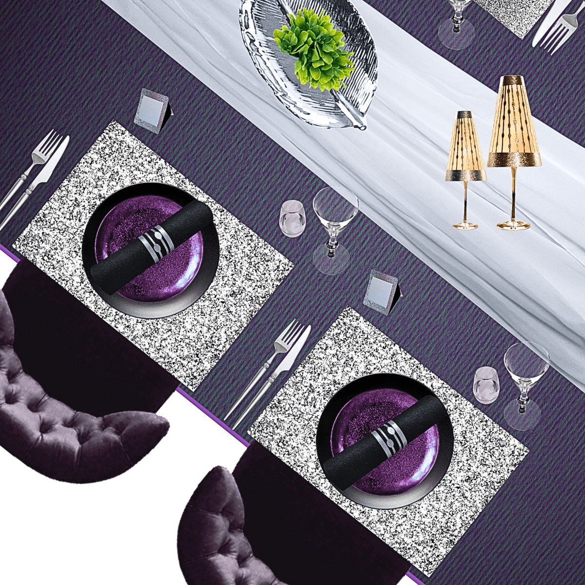 Gold Glitter Design Round Placemats | Place Matters (Pack of 20) - Place Matters