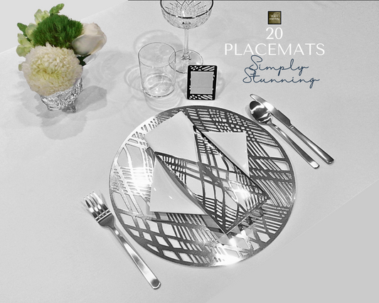 Silver Wedding Placemats.Bulk Pack.Round Shape.(Weave Design)