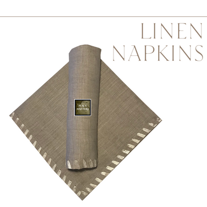 Cream Napkin 50% Cotton (Ribbon Edge Design) Extra Large - Place Matters