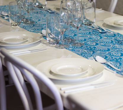Table Runners White & Teal (Milano Design)