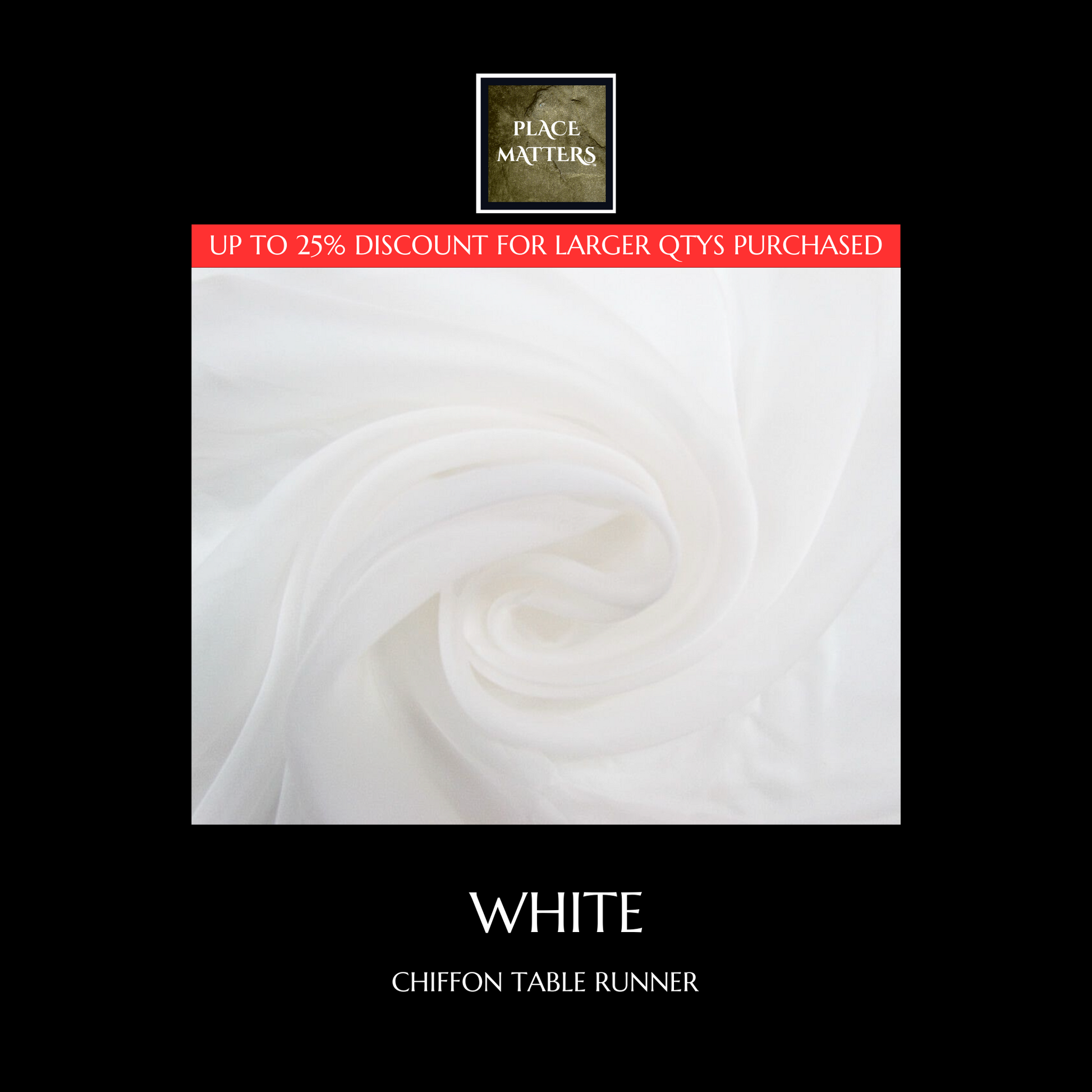 Chiffon Table Runners (White) - Place Matters