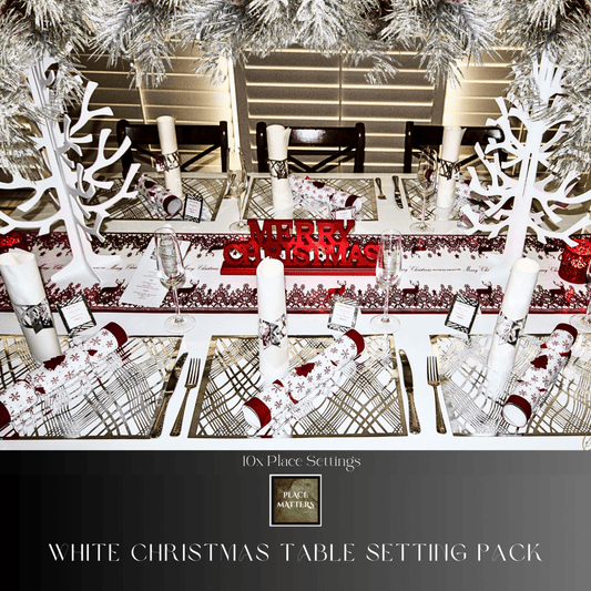 Silver Table Setting Pack — Includes Reindeer Christmas Runner - Place Matters