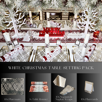 White-Christmas Table Setting Pack includes Table Runner - Place Matters