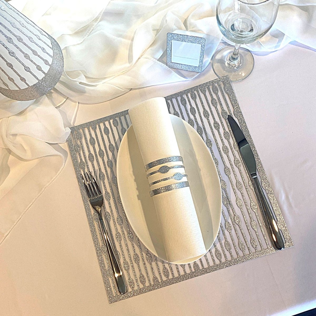 Gold Table Setting Pack – Droplets Design (Square Placemats) - Place Matters