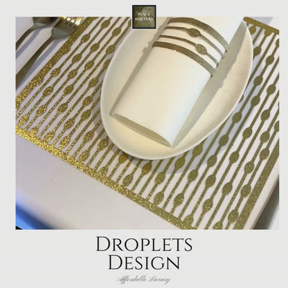 Gold Table Setting Pack – Droplets Design (Square Placemats)