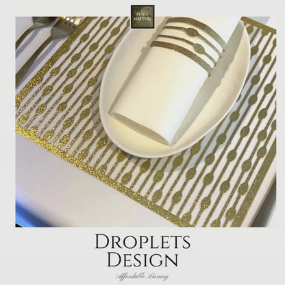 Gold Table Setting Pack (Droplets Square) Includes Table Runner
