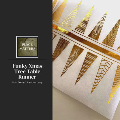 Christmas Table Runners (Gold Funky Xmas Tree Design)