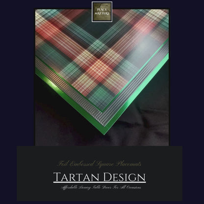 Green Placemats Tartan Design (Square Shape)