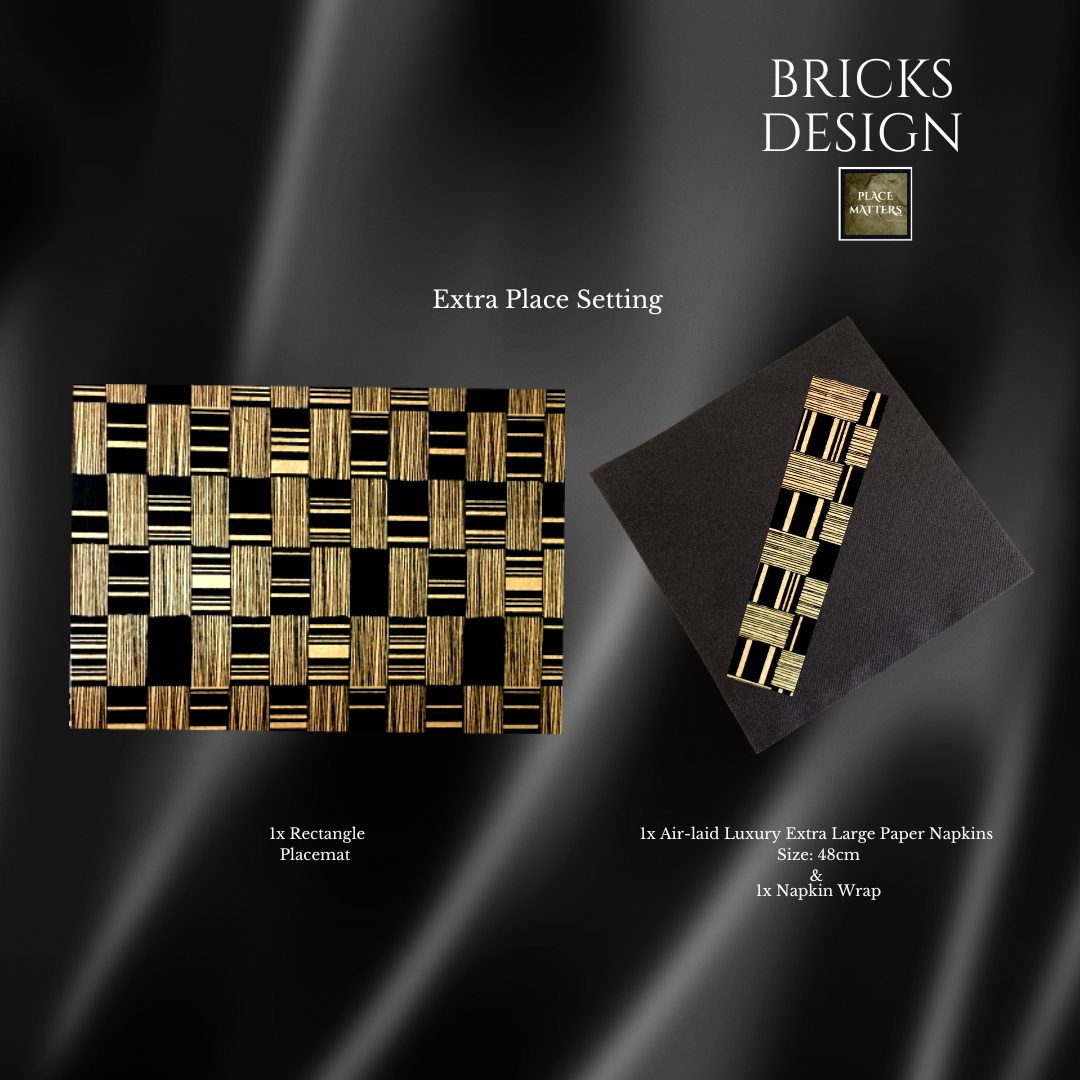 Single Place Setting (Bricks Design) Cream Square - Place Matters