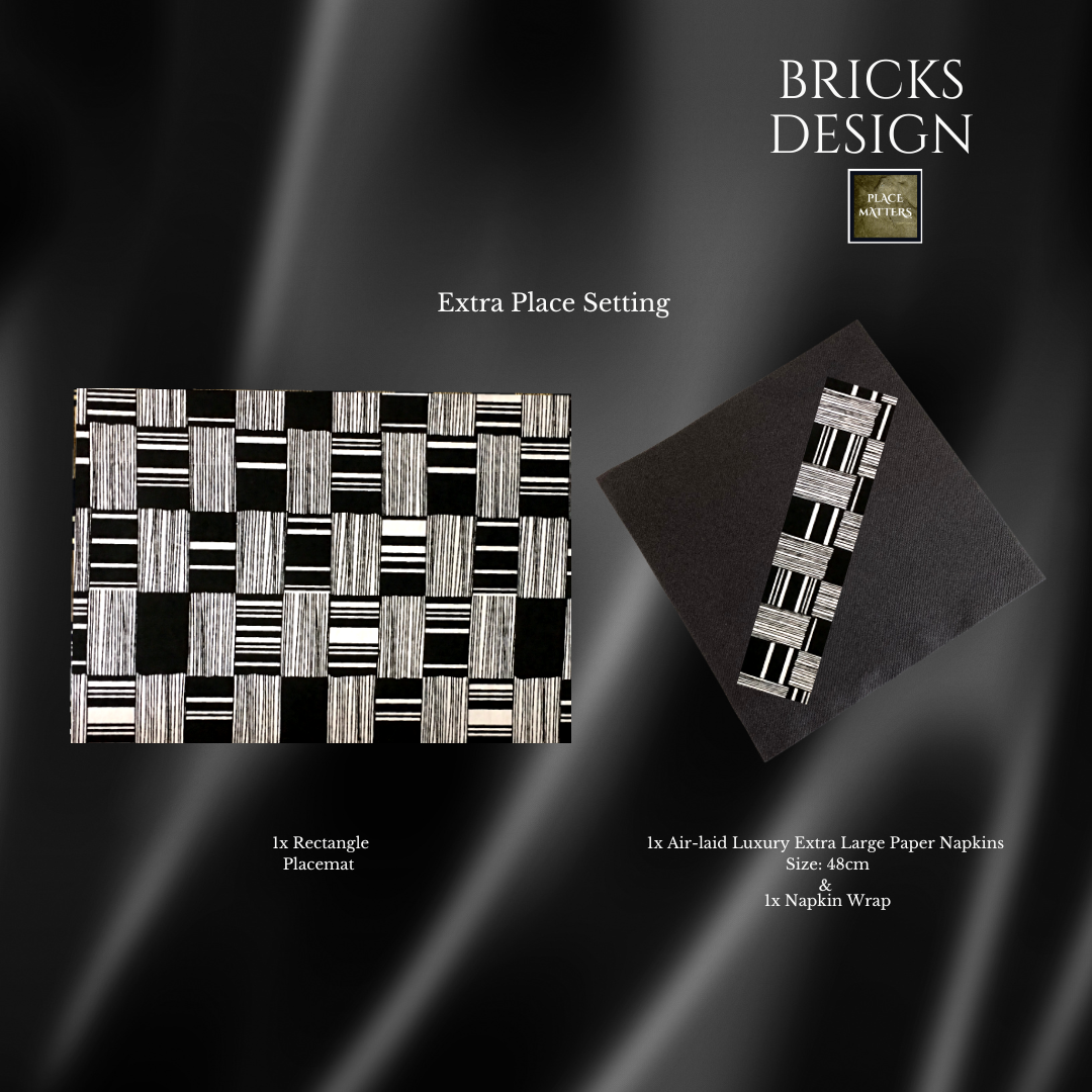 Single Place Setting (Bricks Design) White Square - Place Matters