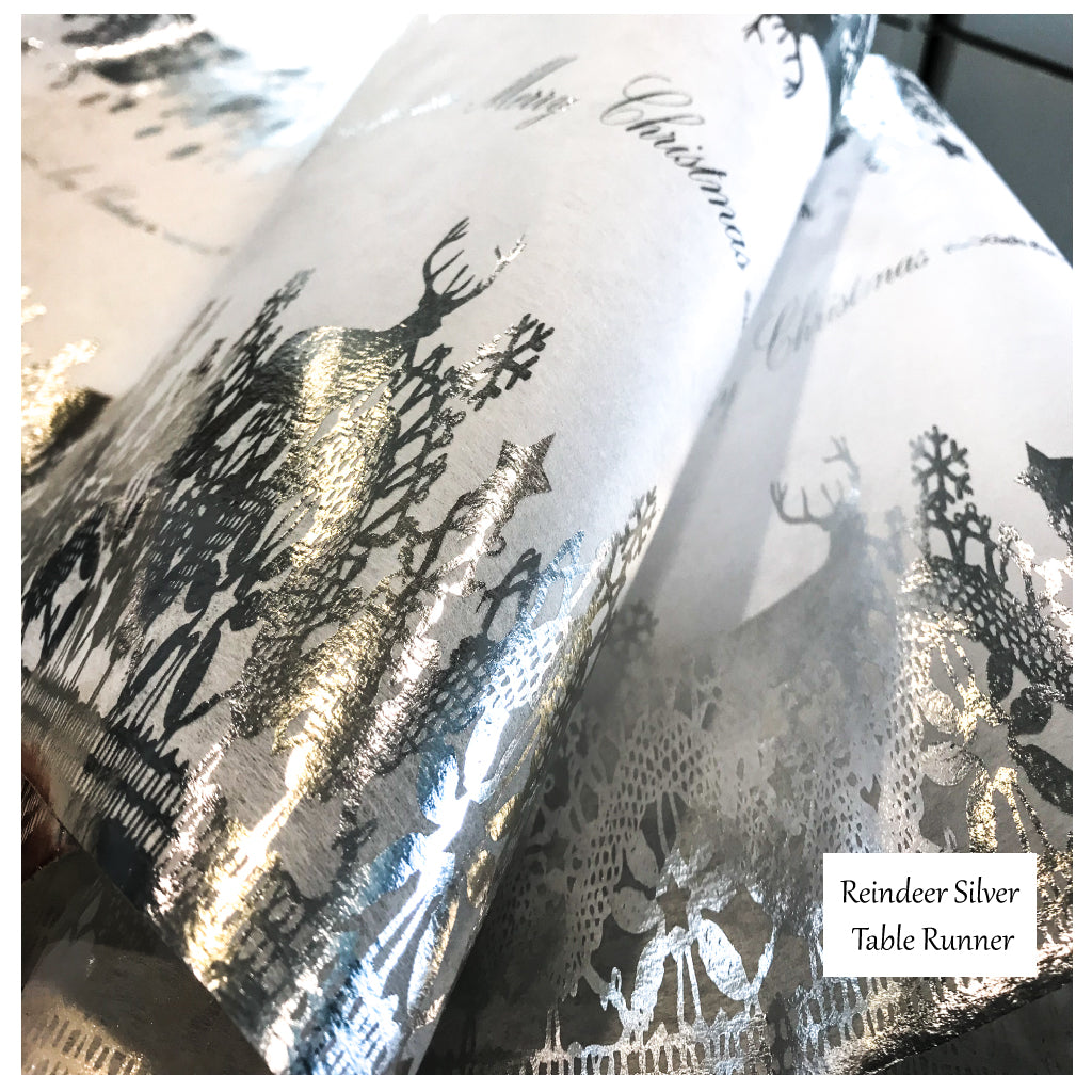 Christmas Table Runners (Silver Reindeer Design) - Place Matters