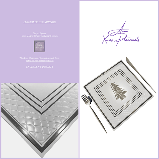 Silver Christmas Table Setting Pack for 10 - Anni Xmas + Runner - Place Matters