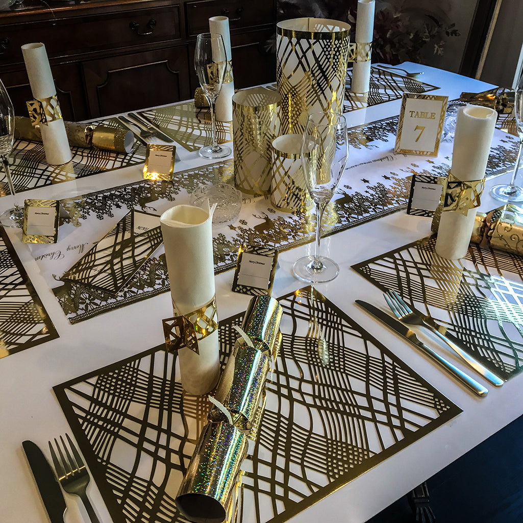 Christmas Table Runners (Gold Reindeer Design) - Place Matters