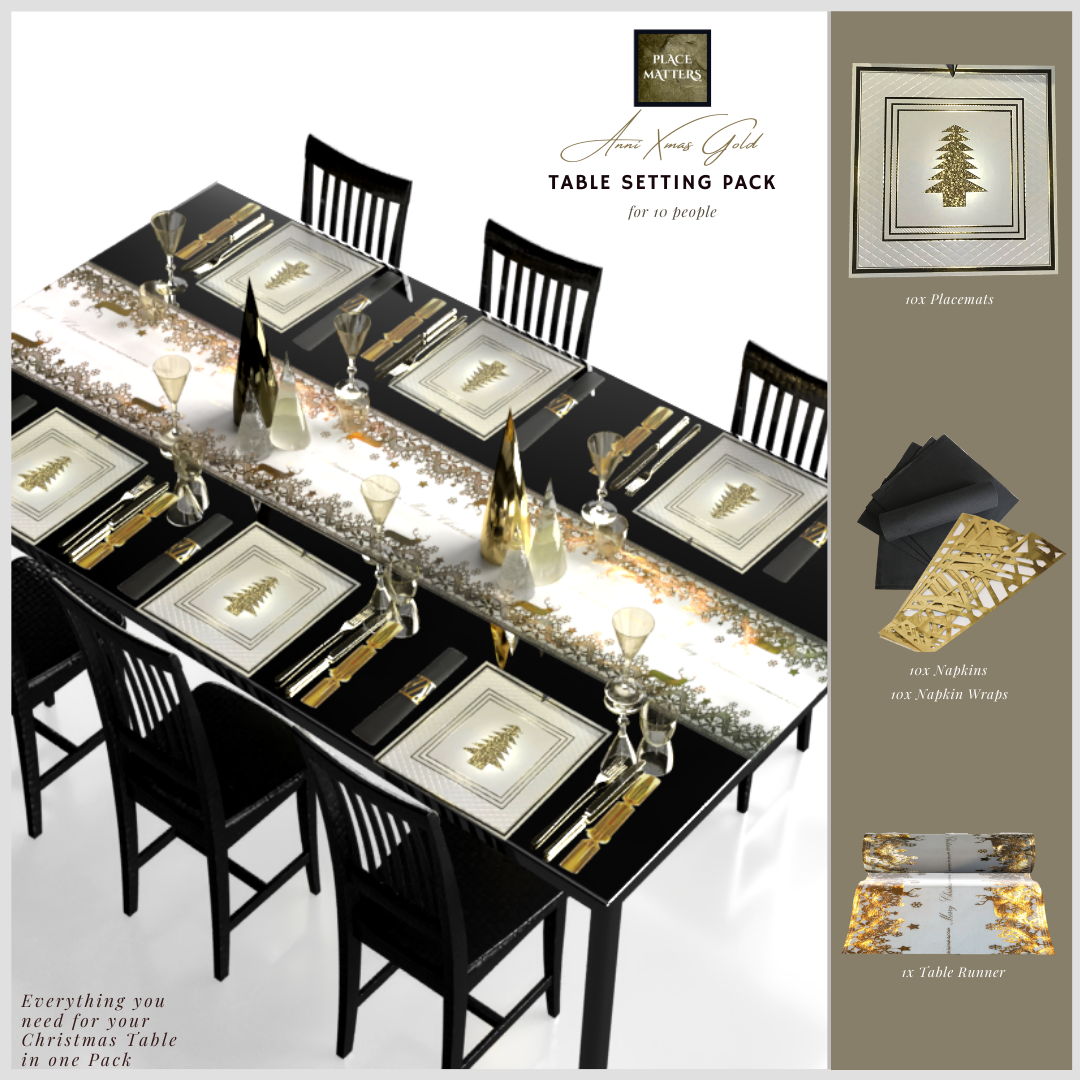 Christmas Table Setting Pack (Anni Xmas) Gold - Place Matters
