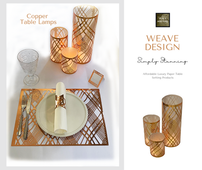 Rose Gold Table Decorations (Weave) (Pack of 3) - Place Matters
