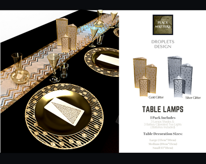 Gold Table Decorations (Droplets Design)(Pack of 3) - Place Matters