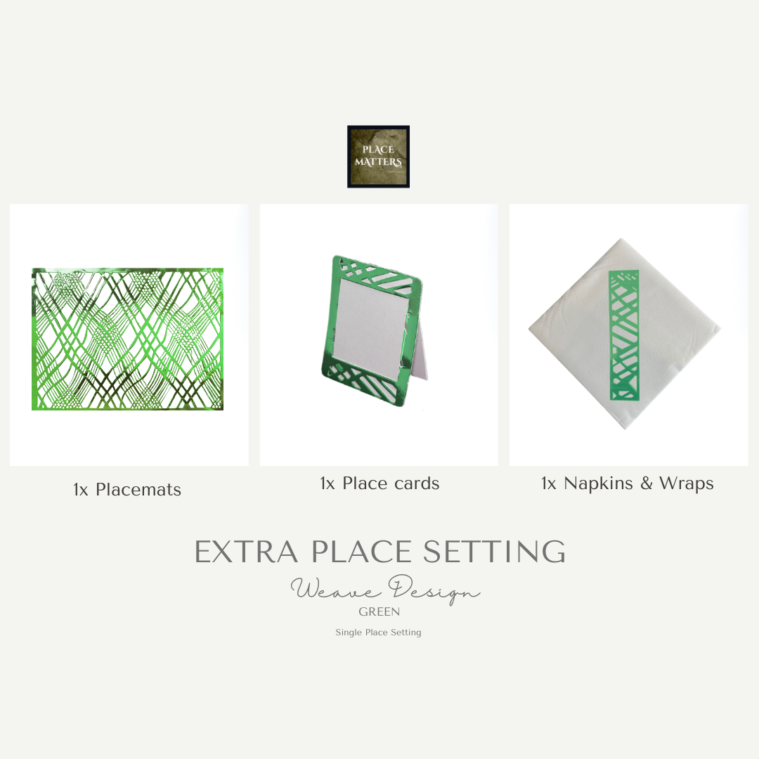 Single Place Setting (Weave Rectangle Design)White Napkin - Place Matters