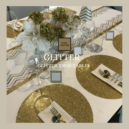 Gold Placemats (Glitter) Pack of 20 (Round) - Place Matters
