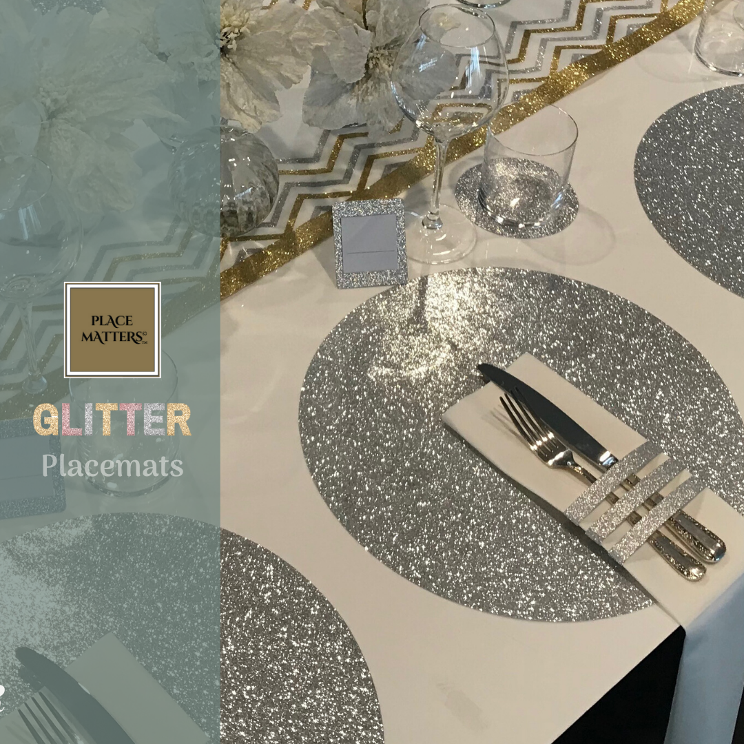 Silver Placemats (Glitter) Pack of 20 (Round) - Place Matters