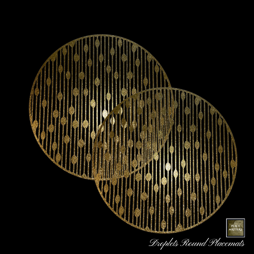 Gold Placemats (Droplets) Pack of 20 (Round) - Place Matters