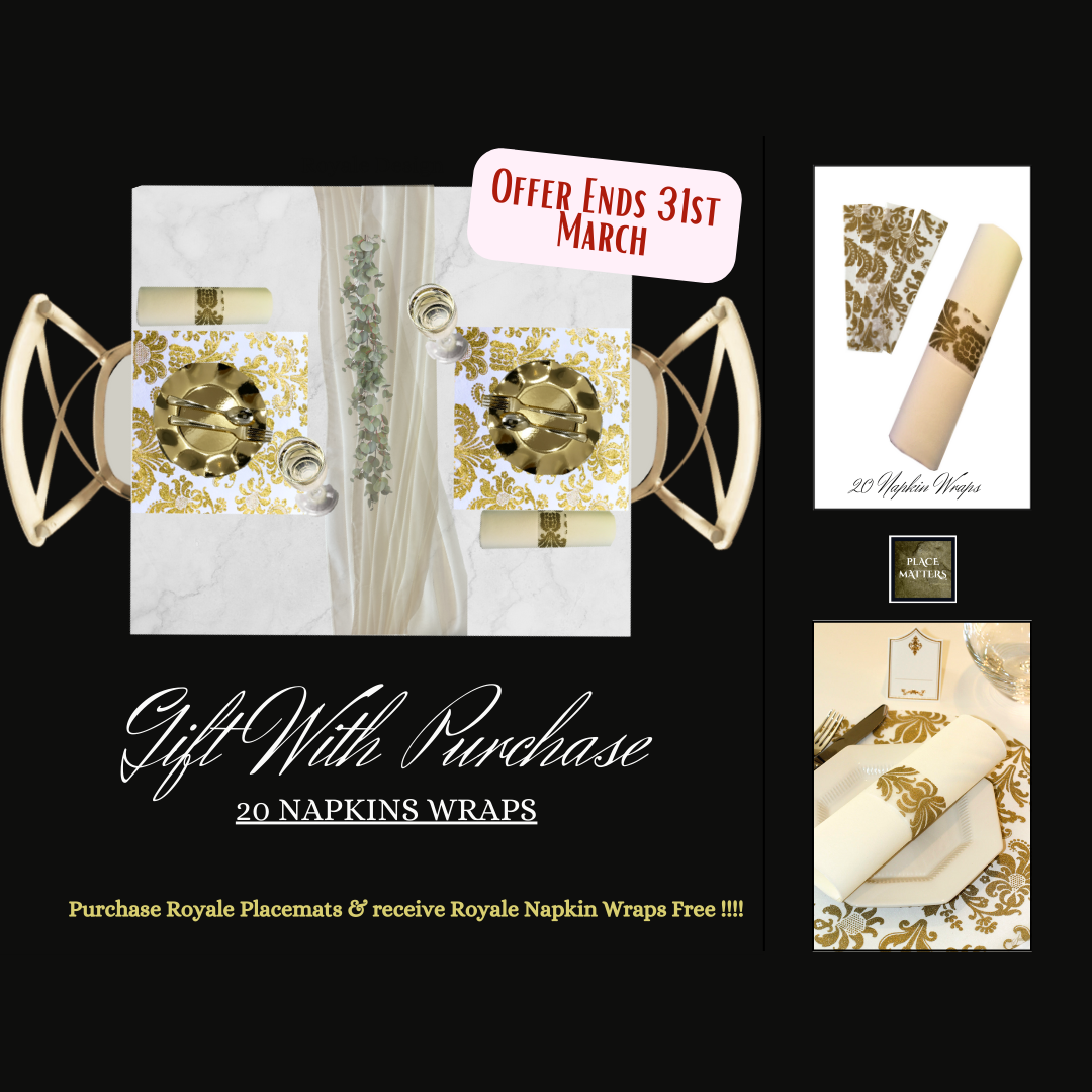 Gold Placemats (Royale) Pack of 20 (Square) - Place Matters